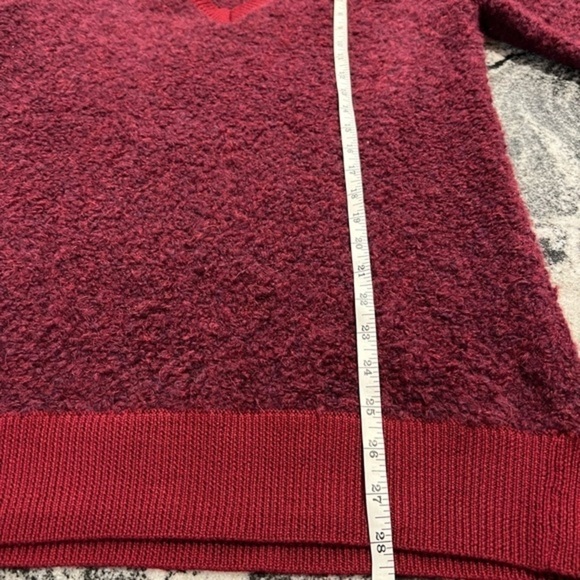 J. Crew Boucle Burgundy Red Boucle V Neck Sweater - Picture 4 of 15
